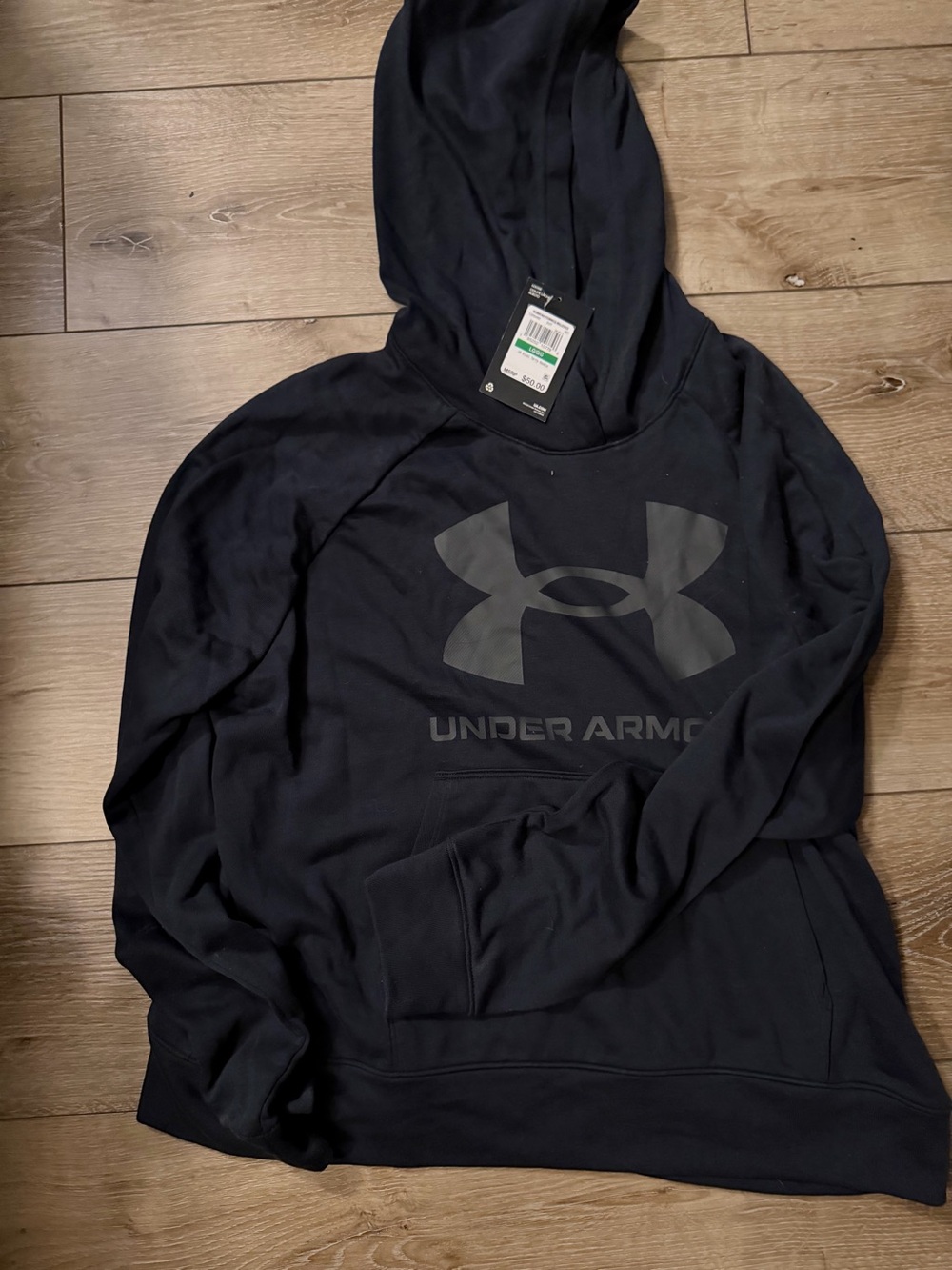 Under Armour Rival Terry Logo Hoodie Black NWT Large